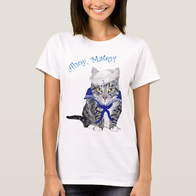 Camiseta Gato Listrado Marinheiro (Frente)