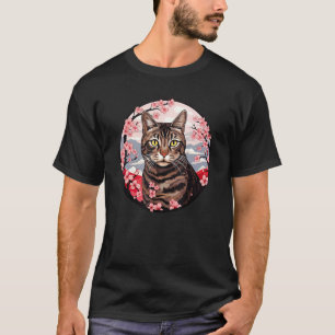 Camiseta Gato Listrado Marrom Flor de Cerejeira Comédia Ani