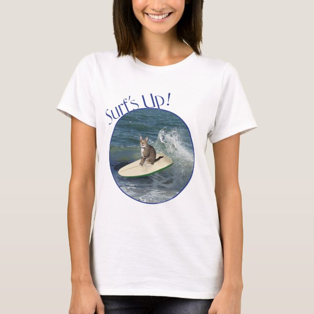 Camiseta Gato Listrado Surf's Up! (Frente)
