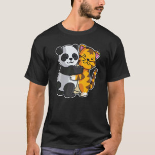 Camiseta Gato Listrado Tigre & Panda Animais Fofos Para Mul
