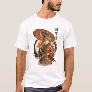 Camiseta Gato Listrado Ukiyo-e Japonês Vintage