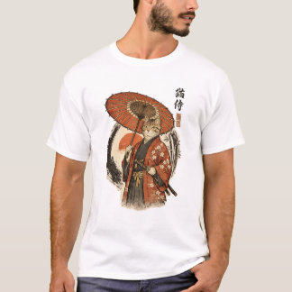 Camiseta Gato Listrado Ukiyo-e Japonês Vintage