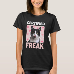 Camiseta Gato Louco Certificado Funny Kitten Corações Rosa