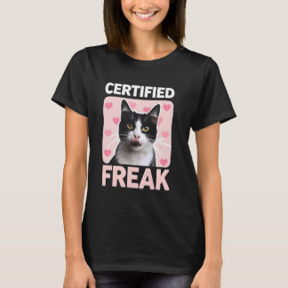 Camiseta Gato Louco Certificado Funny Kitten Corações Rosa 