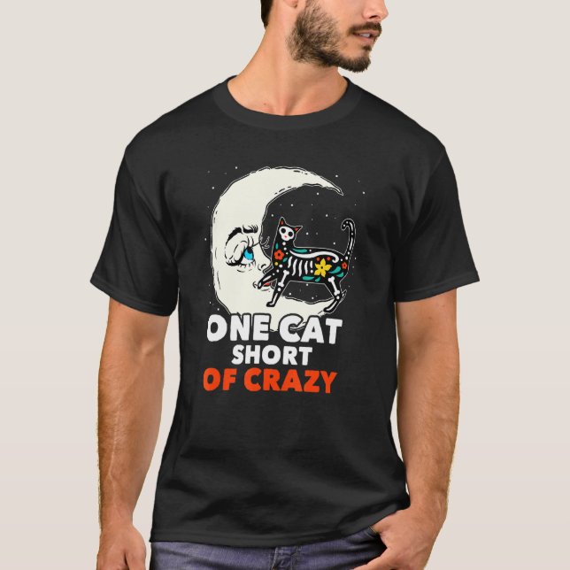 Camiseta Gato Louco Crânio de Açúcar Lua Mexicano Chicano F (Frente)