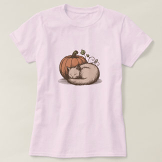 Camiseta Gato Louco e Abóbora - Design de outono