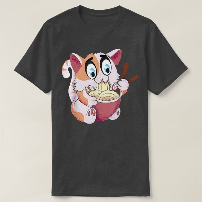 Camiseta Gato Louco Gato Louco Isst Ramen Pasta Gatinho (Frente do Design)