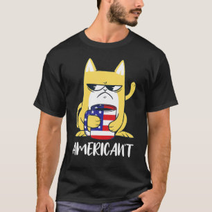 Camiseta Gato Louco Patriótico Americano EUA 4 De Julho Amé