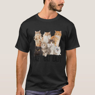 Camiseta Gato Louco Senhora de Gatos Muitas Festas de Gatos