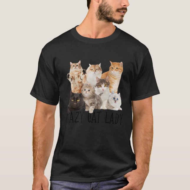 Camiseta Gato Louco Senhora de Gatos Muitas Festas de Gatos (Frente)
