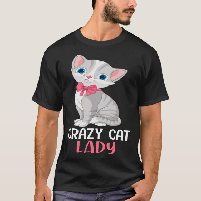 Camiseta Gato Louco Senhora Mulher Cinza Gato Dia da Mãe Ga (Frente)