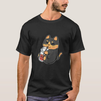 Camiseta Gato Lover Bubble Tea Anime Figura Boba Milk Manga