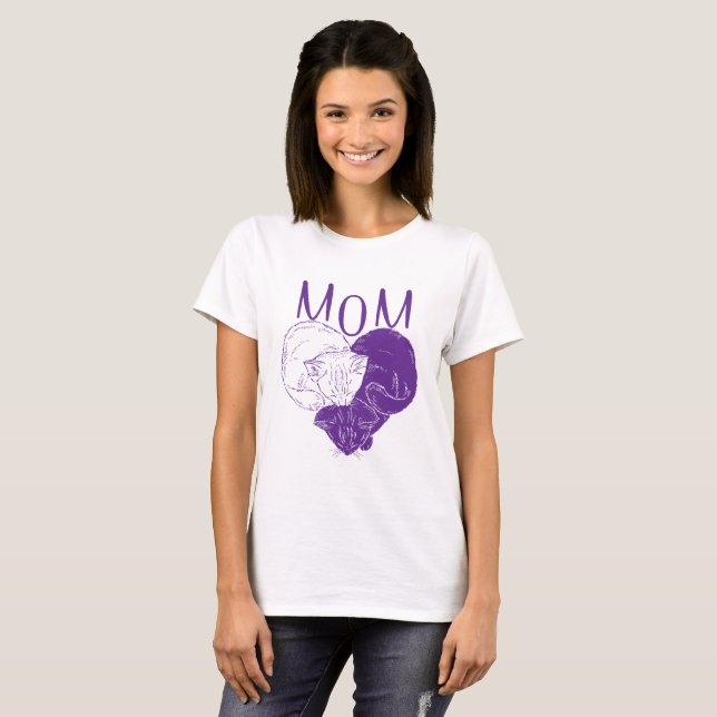 Camiseta GATO LOVER | Cat Mãe Roxo (Frente Completa)