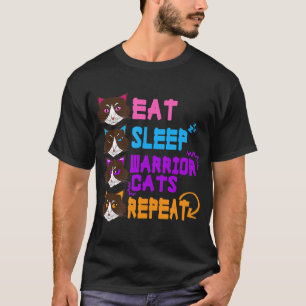 Camiseta Gato Lover Design Coma Sono Gato Guerreiro Repete 