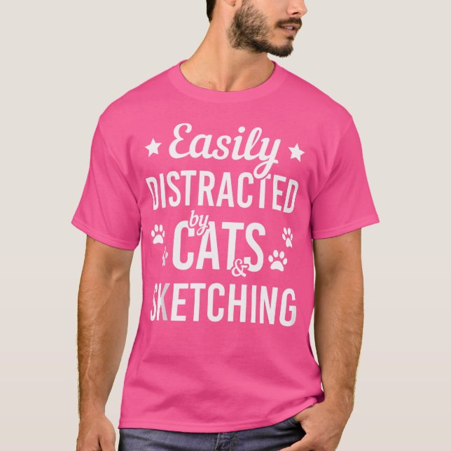 Camiseta Gato Lover Esboçando Gatos De Sobremesa E Esboçand (Frente)