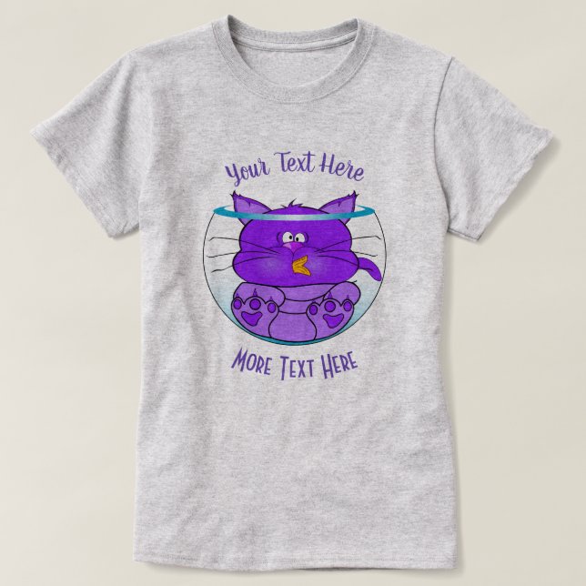 Camiseta GATO LOVER | Gato engraçado no aquário (Frente do Design)