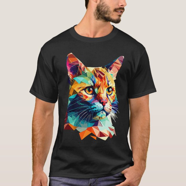 Camiseta Gato Low Poly (Frente)