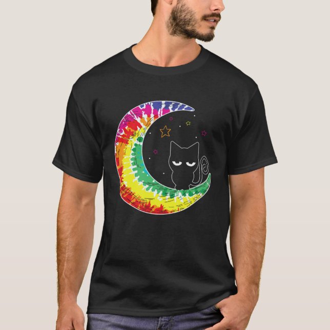 Camiseta Gato Lua Crescente Tie Dye Gato Malcriado (Frente)