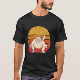 Camiseta Gato Lutador de Sumô Vintage Luta de Sumô Japonesa
