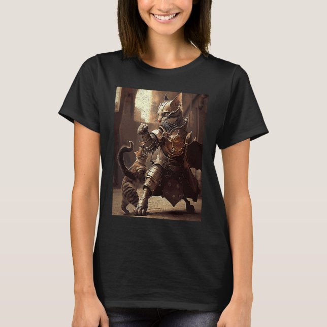 Camiseta Gato Lutando Steampunk (Frente)
