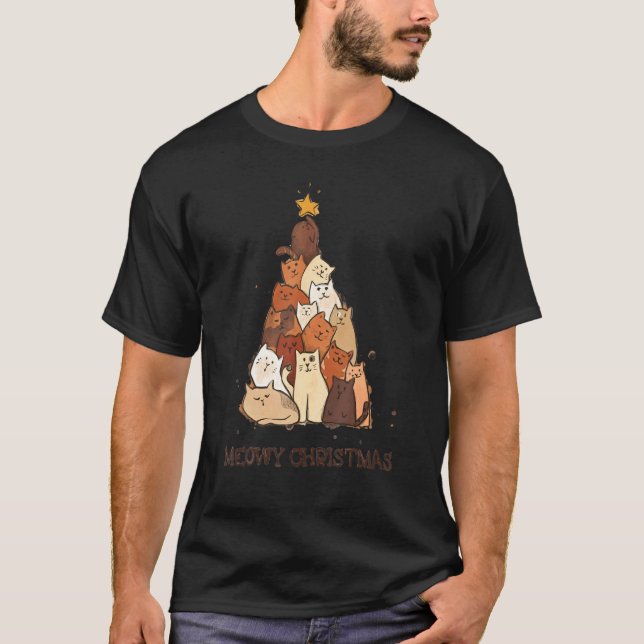 Camiseta Gato Luz de Natal Gato (Frente)