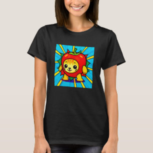 Camiseta Gato Maçã Fofo Feliz Meme AppleCat Amante de Gatos