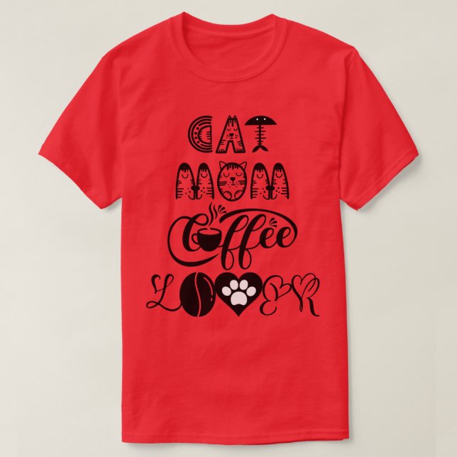 Camiseta Gato mãe amante do café Cat Design 15 (Frente do Design)
