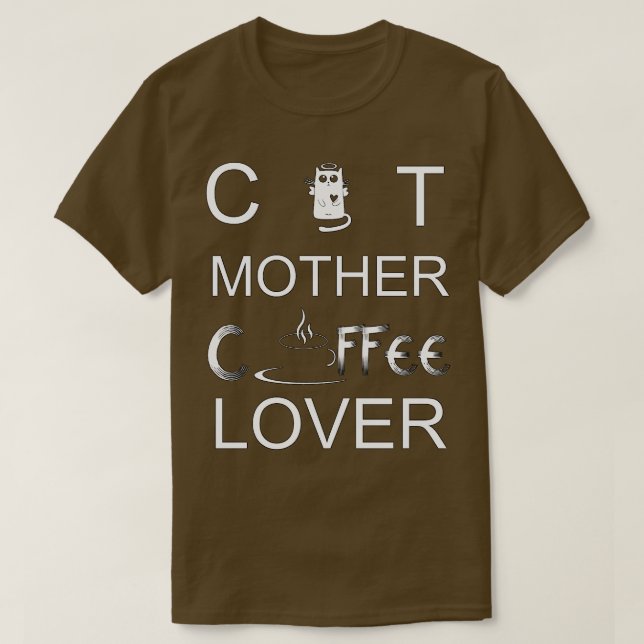 Camiseta Gato Mãe Café Lover Preto e Chocolate (Frente do Design)