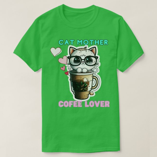 Camiseta Gato Mãe Café Vestido 5 (Frente do Design)