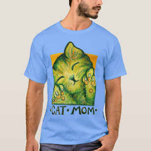 Camiseta Gato Mãe Gato da Natureza Gato Gato Verde Gato da