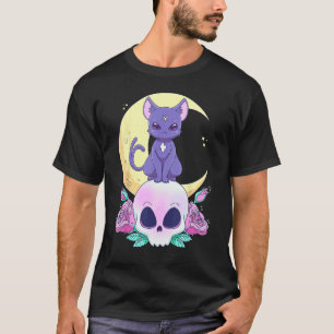 Camiseta Gato Mágico Pastel Gótico Fofo Sinistro Bruxa E