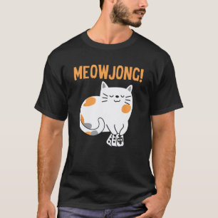 Camiseta Gato Mahjong Jogador Jogo de Tabuleiro Mah-Jongg C