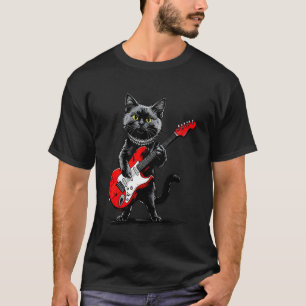 Camiseta Gato Maine Coon Antigo Tocando Guitarra Gatinho En