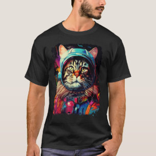 Camiseta Gato Maine Coon Astronauta Espacial Pop Art