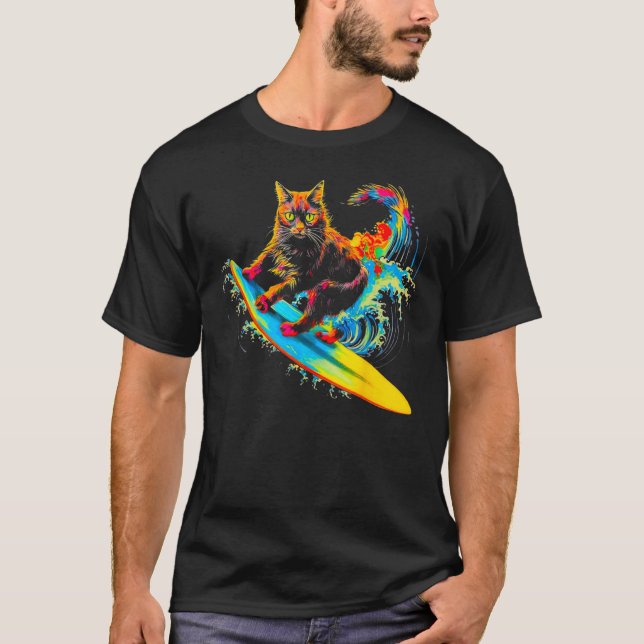 Camiseta Gato Maine Coon Surf (Frente)