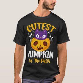 Camiseta gato mais bonito com abóbora no sistema