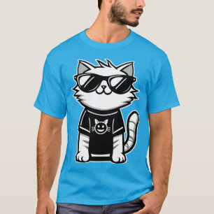 Camiseta Gato mais legal do mundo com óculos de sol azul