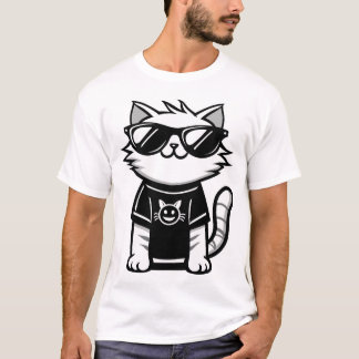 Camiseta Gato mais legal do mundo com óculos de sol branco