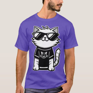 Camiseta Gato mais legal do mundo com óculos de sol Roxo