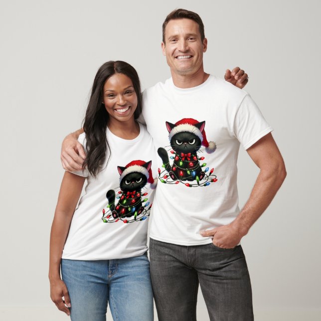 Camiseta Gato Mal-Humorado de Natal  (Unissex)