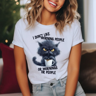 Camiseta Gato Mal-Humorado Não Gosto de Pessoas da Manhã