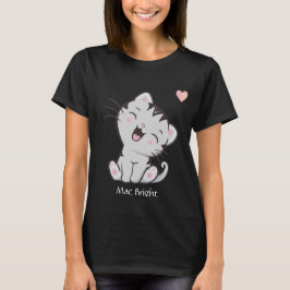 Camiseta Gato Malhado Cinza Fofo & Coração