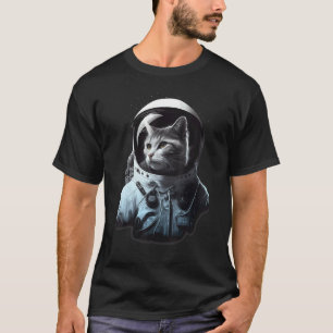 Camiseta Gato Malhado Espacial Astronauta Kitty Gráfico par