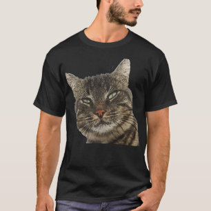 Camiseta Gato Malhado Marrom Encantador Arte com Contorno P
