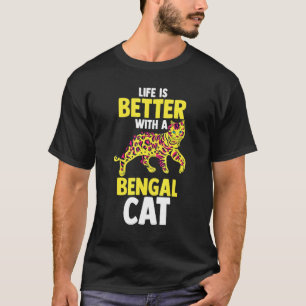 Camiseta Gato Mamãe Gata Com Um Gato Bengal
