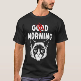Camiseta gato manhã grouch colegas bom dia