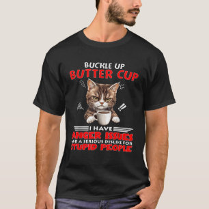 Camiseta Gato Manteiga-Manteiga Eu Tenho Problemas De Raiva