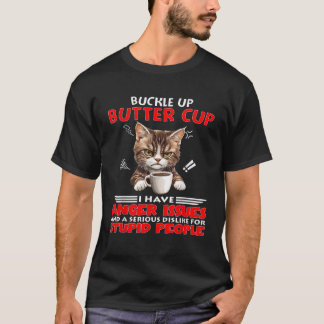 Camiseta Gato Manteiga-Manteiga Eu Tenho Problemas De Raiva