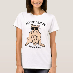 Camiseta Gato Manx de Óculos de Sol Vivendo Grande