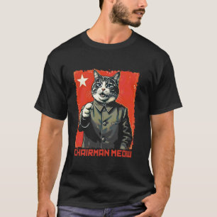 Camiseta Gato Mao Zedong Comunismo Cartaz de Propaganda Eng